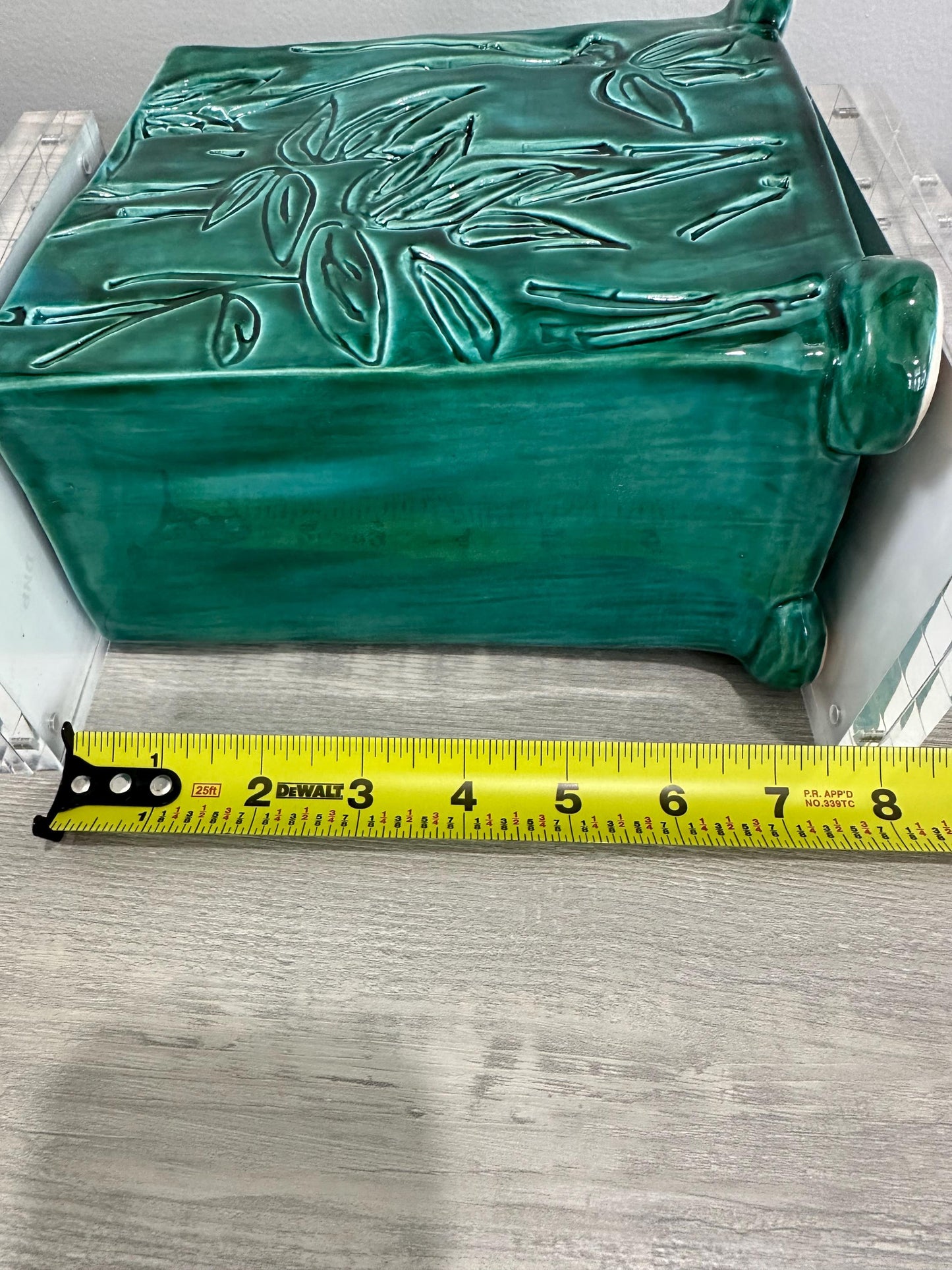 Elegant Embossed Bamboo Rectangular Ceramic Vase