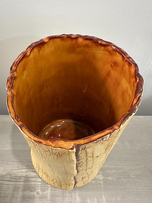 Handmade Bamboo Textured Ceramic Vase