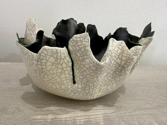 Modern Raku Freeform Sculptural Bowl