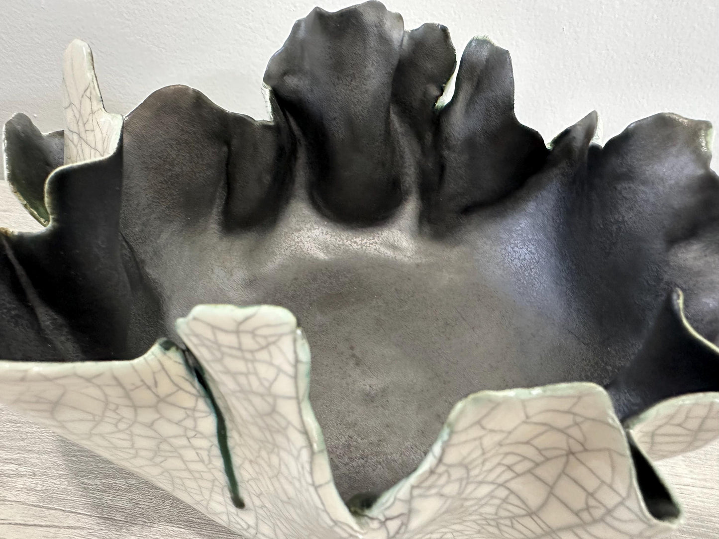 Modern Raku Freeform Sculptural Bowl