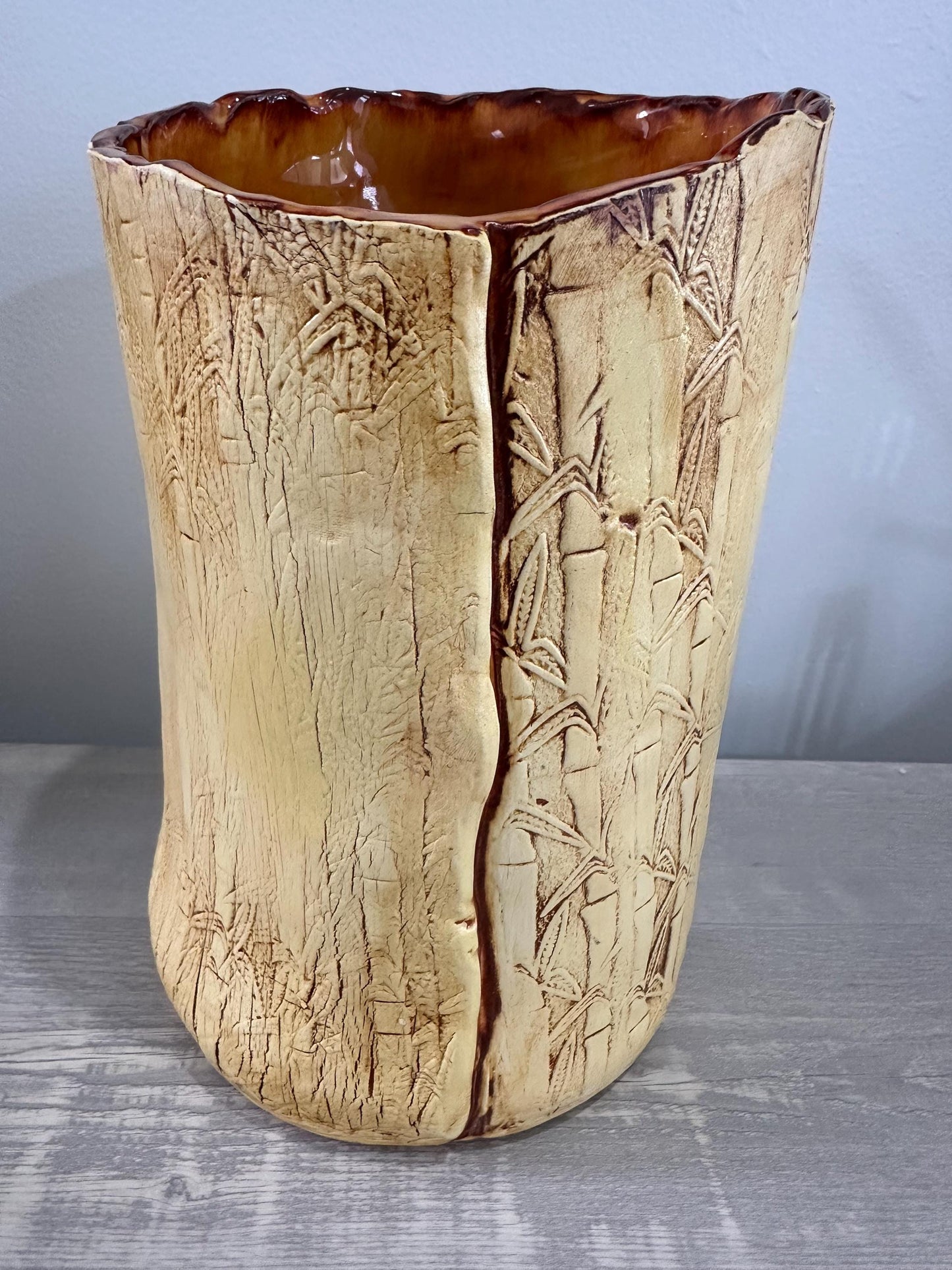 Handmade Bamboo Textured Ceramic Vase