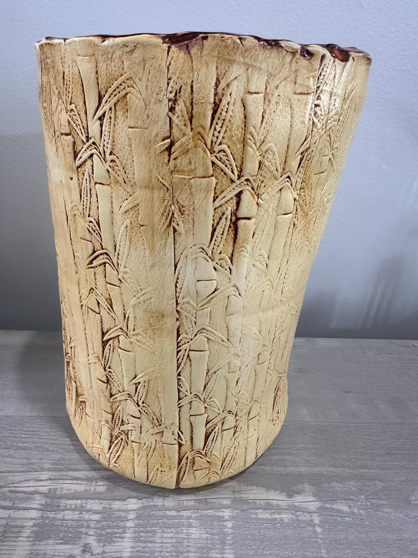 Handmade Bamboo Textured Ceramic Vase