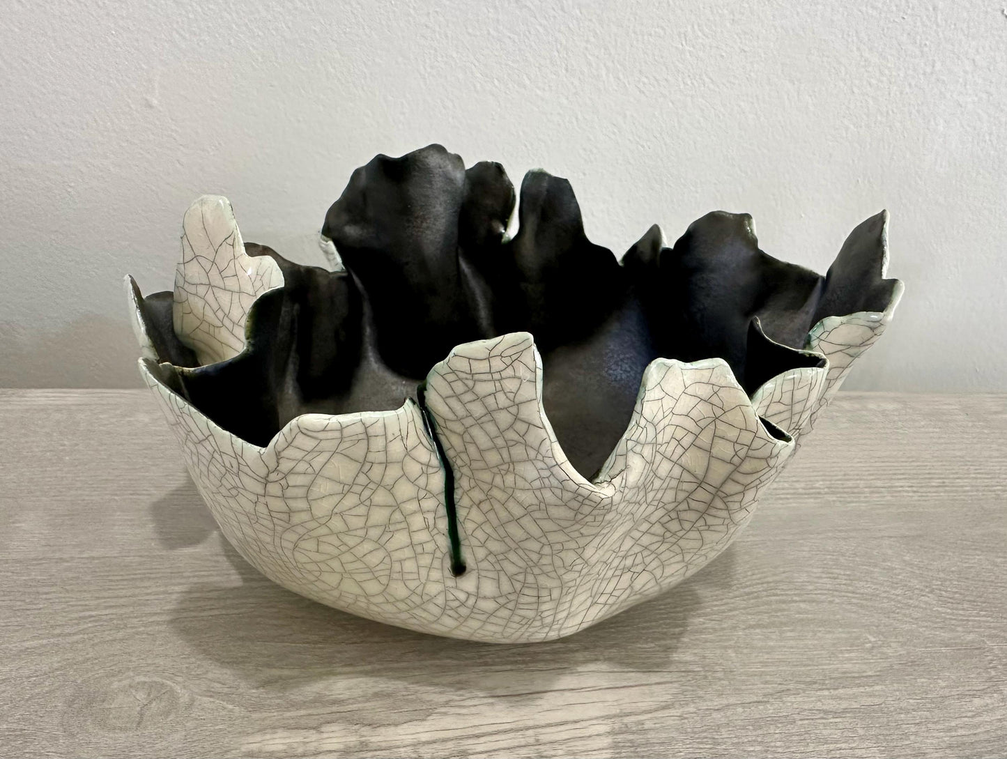 Modern Raku Freeform Sculptural Bowl