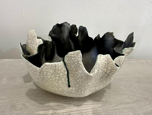 Modern Raku Freeform Sculptural Bowl