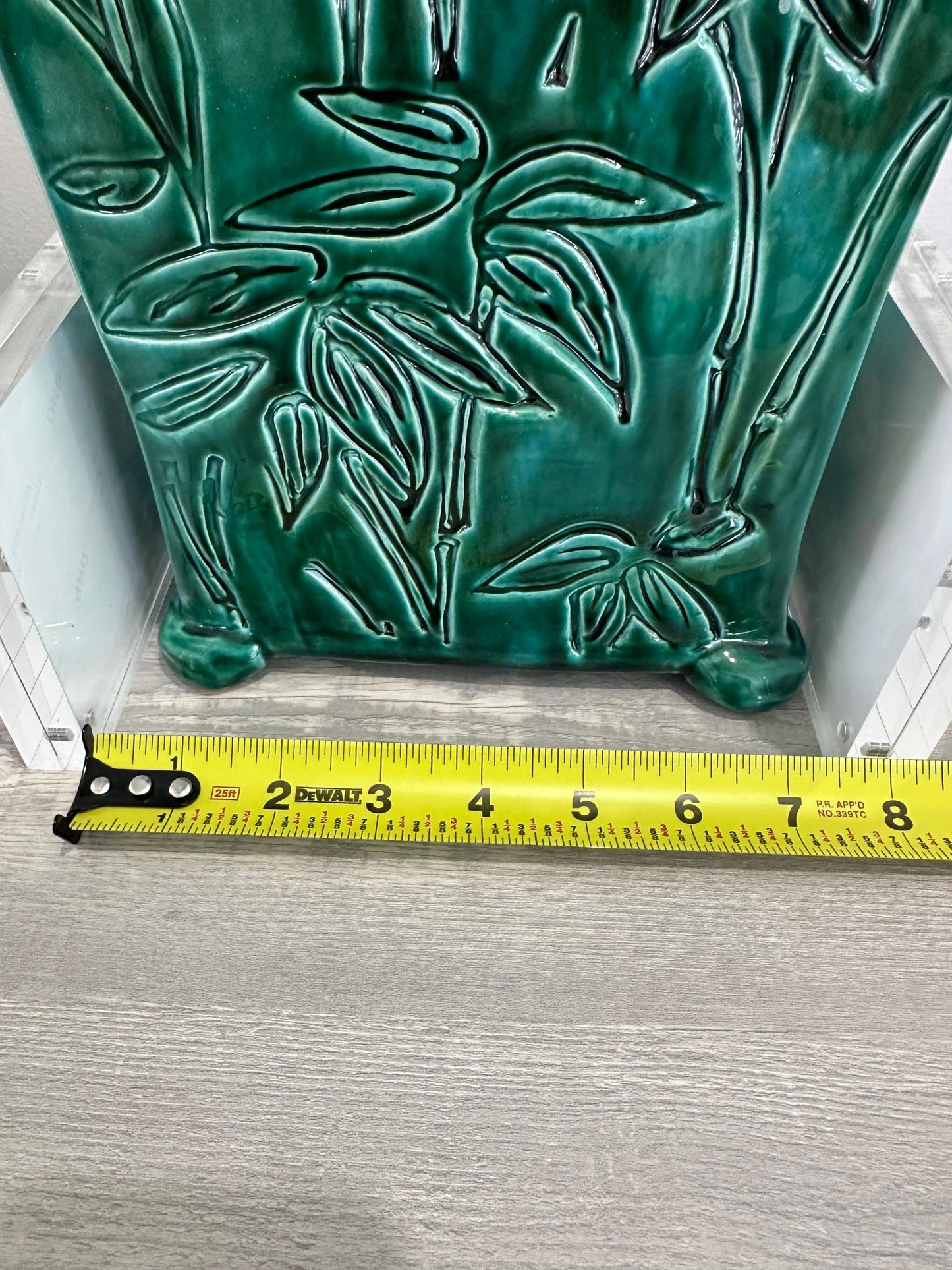 Elegant Embossed Bamboo Rectangular Ceramic Vase